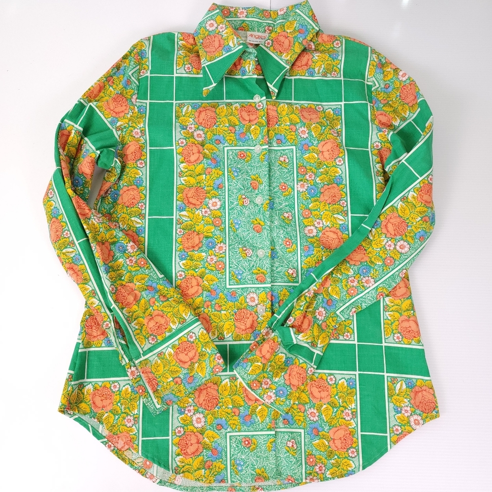 Pandora‎ Green and Orange Floral Men's Shirt